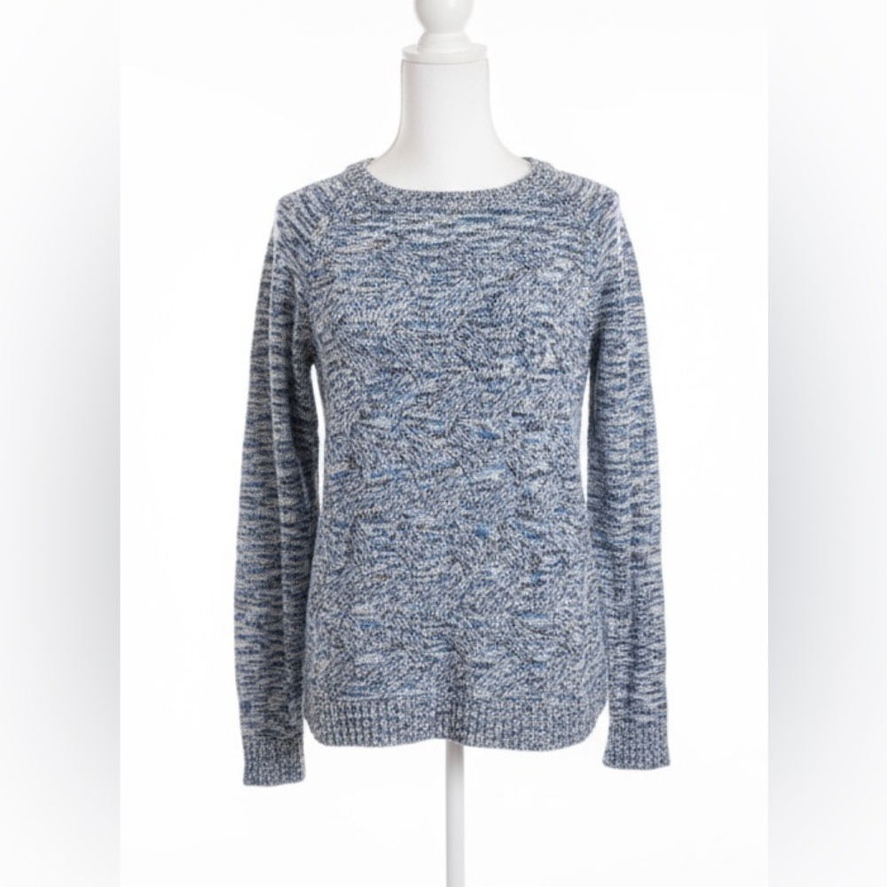 Lands' End Women's Marled Blue Crew Neck Sweater